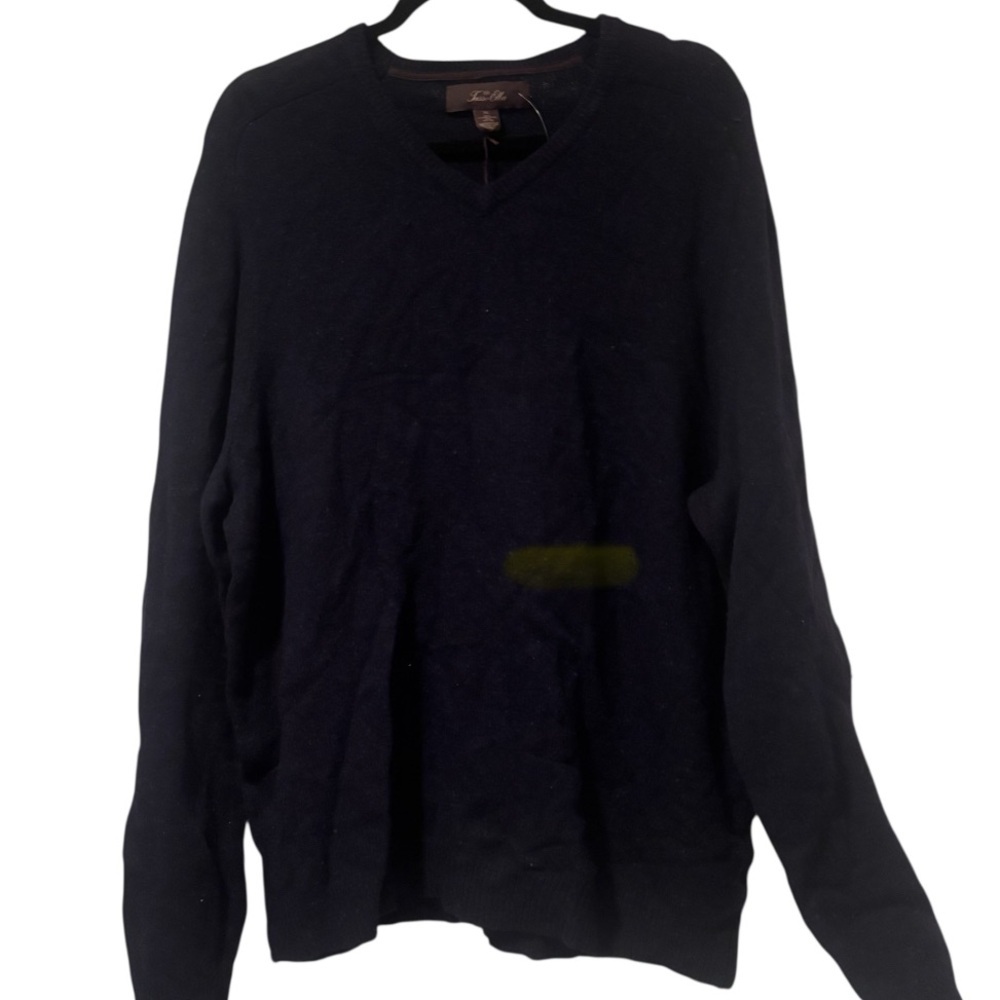 Tasso Elba Luxury Navy Lambswool Vneck Sweater Size XL